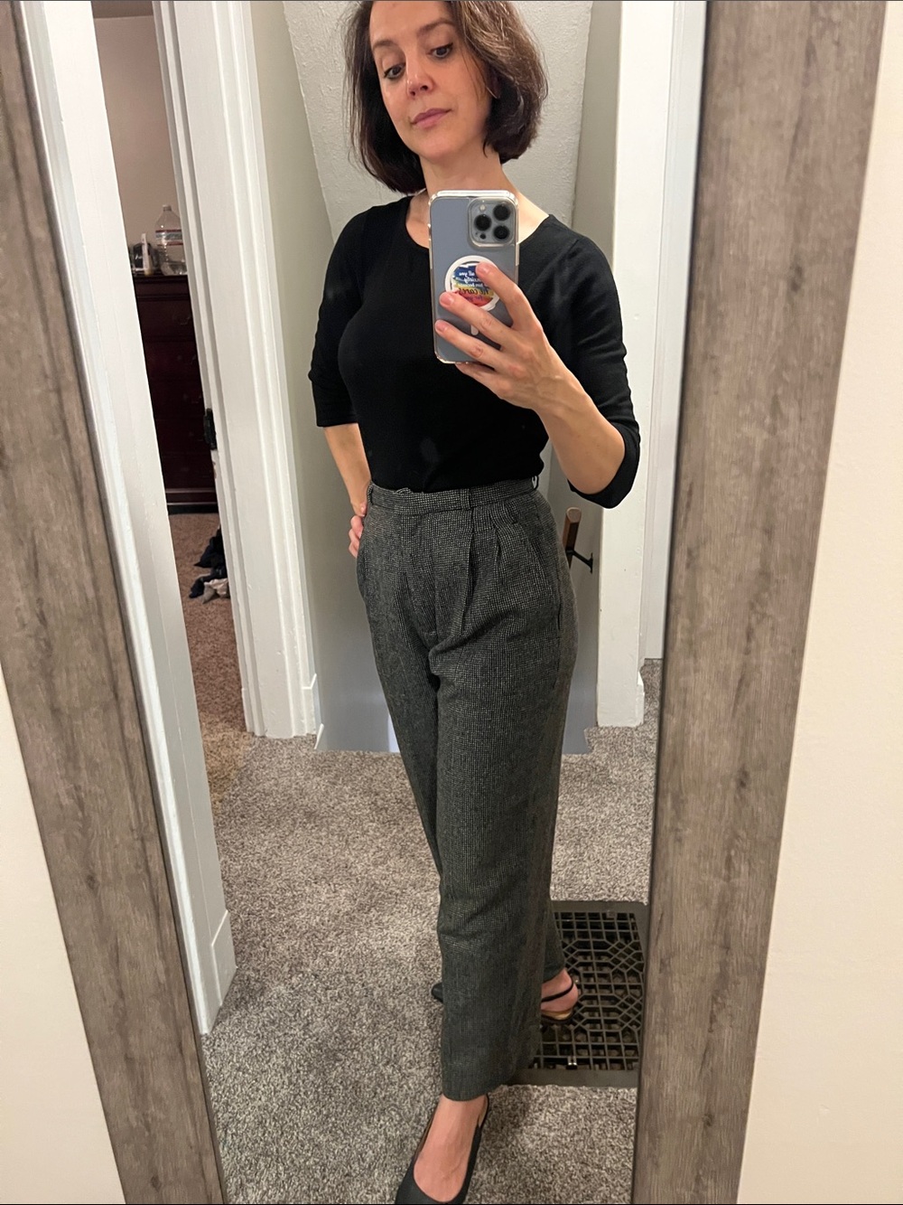 Vintage Rafaella Gray Herringbone High-Waist Trousers size 2/4